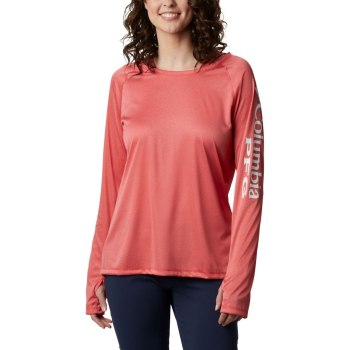 Columbia Ženske Majice S Kapuljačom - PFG Tidal Heather Crvene Bijele | ZEPQ-89025